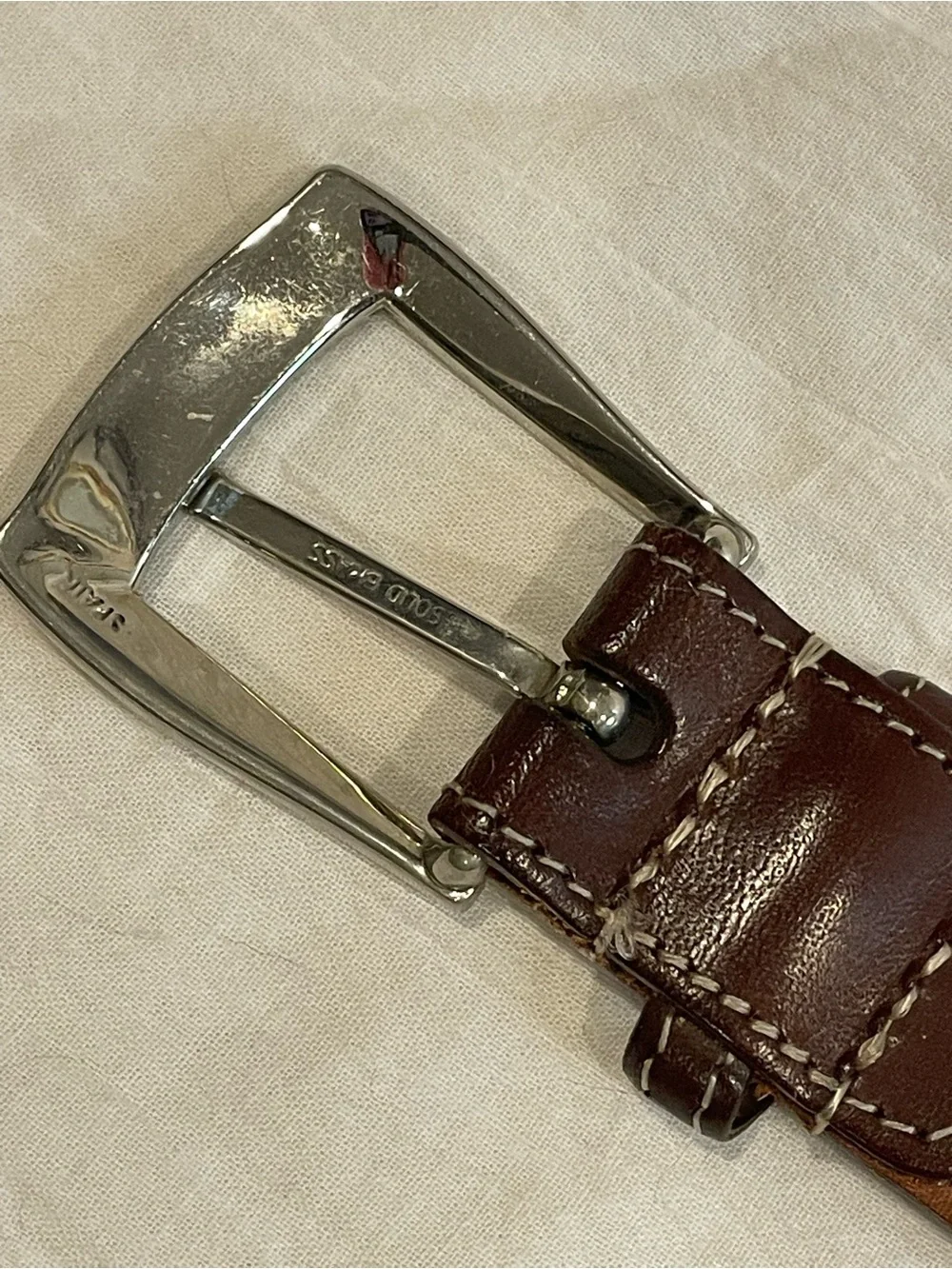La Martina Polo Woven Stretch Braided Belt Cream Brown Leather 38-40”